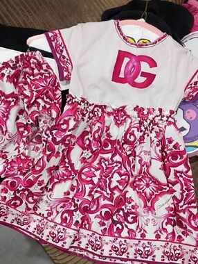 Dolce & Gabbana Pink and White Girls Matching Set